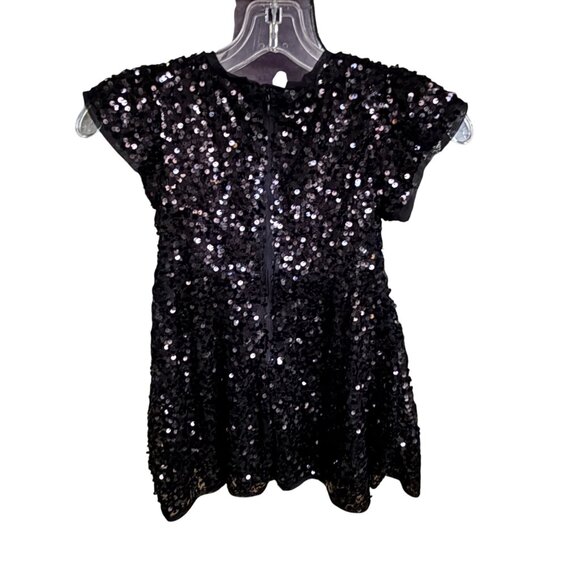 Cat & Jack Black Sequin Dress XS 4/5 Girls Short Sleeve Party Outfit - Picture 1 of 3